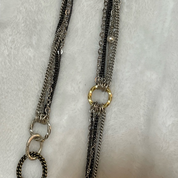 NWT Chico’s Multi Strand Chain Necklace Silver, Gold, Black, Brass - Picture 11 of 14
